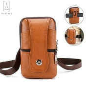 Gustave Cell Phone Holster Vertical Belt Clip Pouch Wallet Case Leather Holder Waist Bag with Shoulder Strap for iPhone 11 12 13 Pro Max, XS Max, Galaxy Models