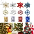 thumbnail image 1 of Gustave Christmas Balls Flowers Snowflake Christmas Tree Ornaments, 24pcs Balls, 12pcs Poinsettia Flowers, 12pcs Glitter Snowflake, for Xmas Wedding Party Home Decor, 1 of 7