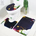 thumbnail image 1 of Gustave Christmas Bathroom Set Non-Slip Toilet Pedestal Rug + Toilet Lid Cover + Bath Mat Set "Snowman putting fireworks", 1 of 5