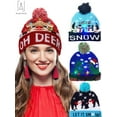 thumbnail image 1 of Gustave Christmas LED Light Up Beanie Hat Colorful Lights Flashing Pom Pom Knitted Hat Ugly Sweater Cap Xmas Party Holiday for Adults Kids "Xmas Tree & Dinosaur", 1 of 10