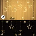 thumbnail image 1 of Gustave Christmas LED String Lights 11.5ft Twinkle Star Moon Plug in Fairy Curtain Lights with 8 Lighting Modes Extendable for Wedding Party Bedroom Indoor Outdoor Decorations "Warm White", 1 of 10