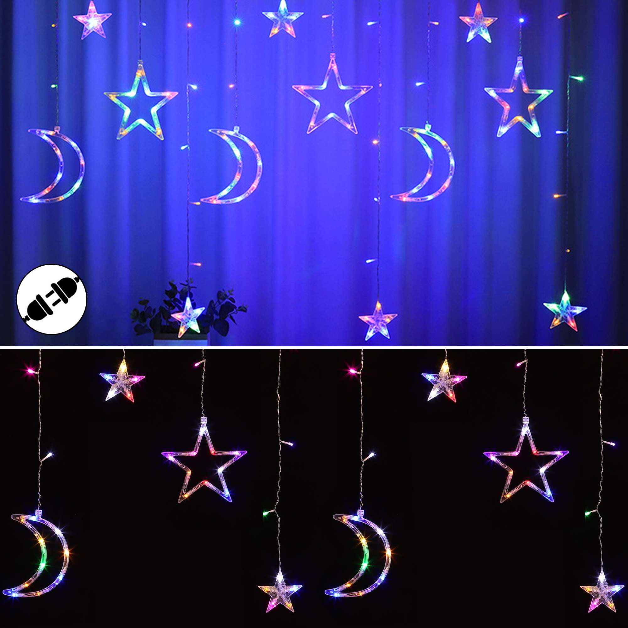 Gustave Christmas LED String Lights 11.5ft Twinkle Star Moon Plug in ...