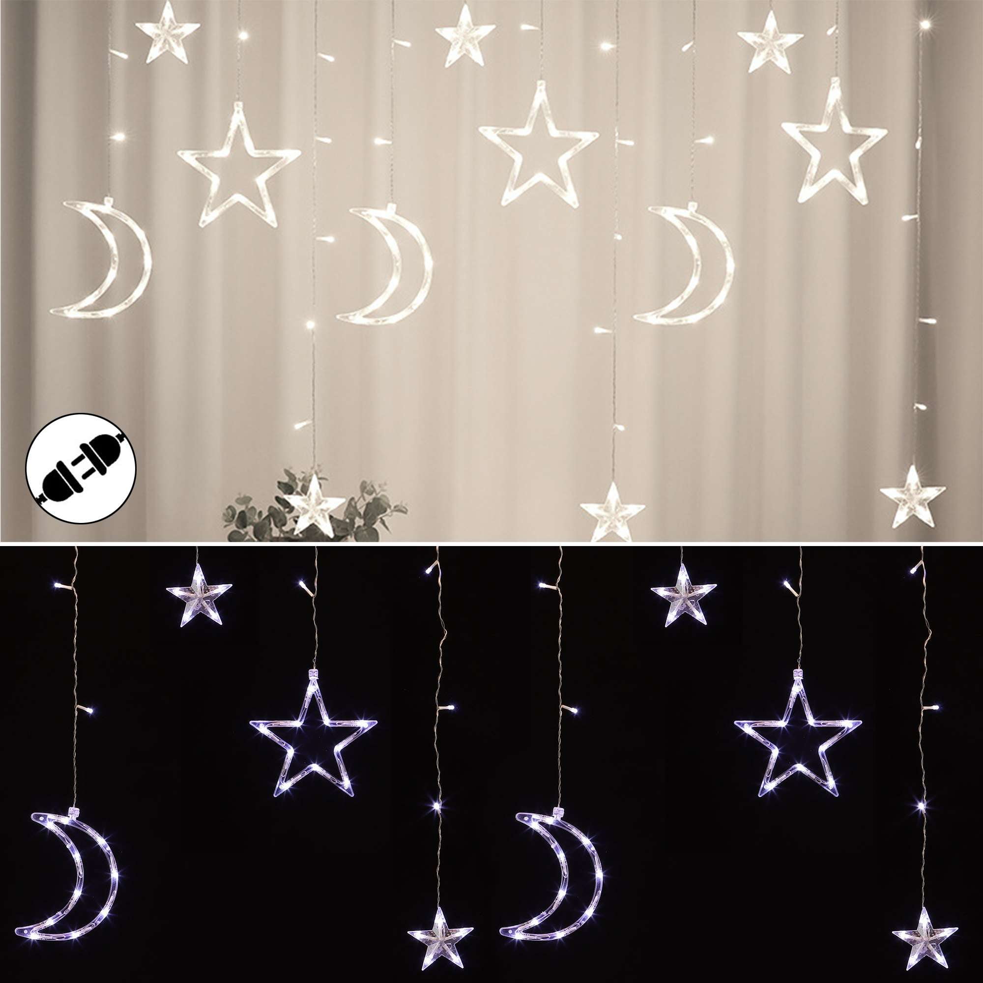 Gustave Christmas LED String Lights 11.5ft Twinkle Star Moon Plug in ...