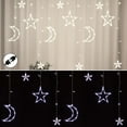 thumbnail image 1 of Gustave Christmas LED String Lights 11.5ft Twinkle Star Moon Plug in Fairy Curtain Lights with 8 Lighting Modes Extendable for Wedding Party Bedroom Indoor Outdoor Decorations "White", 1 of 10