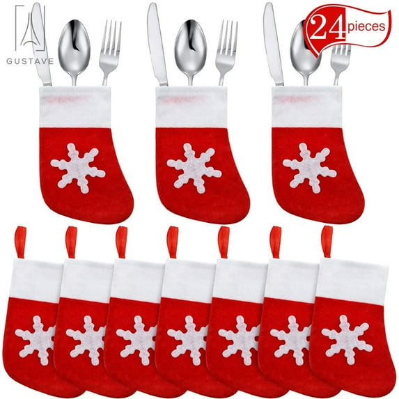 Gustave Christmas Red Non-woven Fabrics Socks Decoration, Set of 24