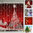 thumbnail image 1 of Gustave Christmas Shower Curtain, 3D Christmas Tree Decoration Shower Curtain Snowflakes Twinkle Lights Red Background Shower Curtain with 12 Hooks "Snow Christmas Tree", 1 of 6