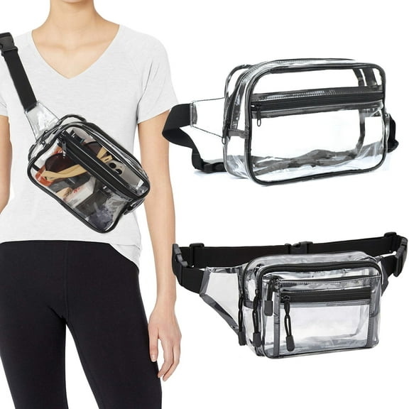 Gustave Clear Fanny Pack Stadium Approved Waterproof Waist Bag for Women Men Fashion Adjustable Transparent Belt Bags for Travel, Sporting Event, Concert