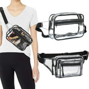 Gustave Clear Fanny Pack Stadium Approved for Women Men, Transparent PVC Waist Purse with Adjustable Belt Bag Crossbody Pouch for Travel Concert Sports Events Festivals