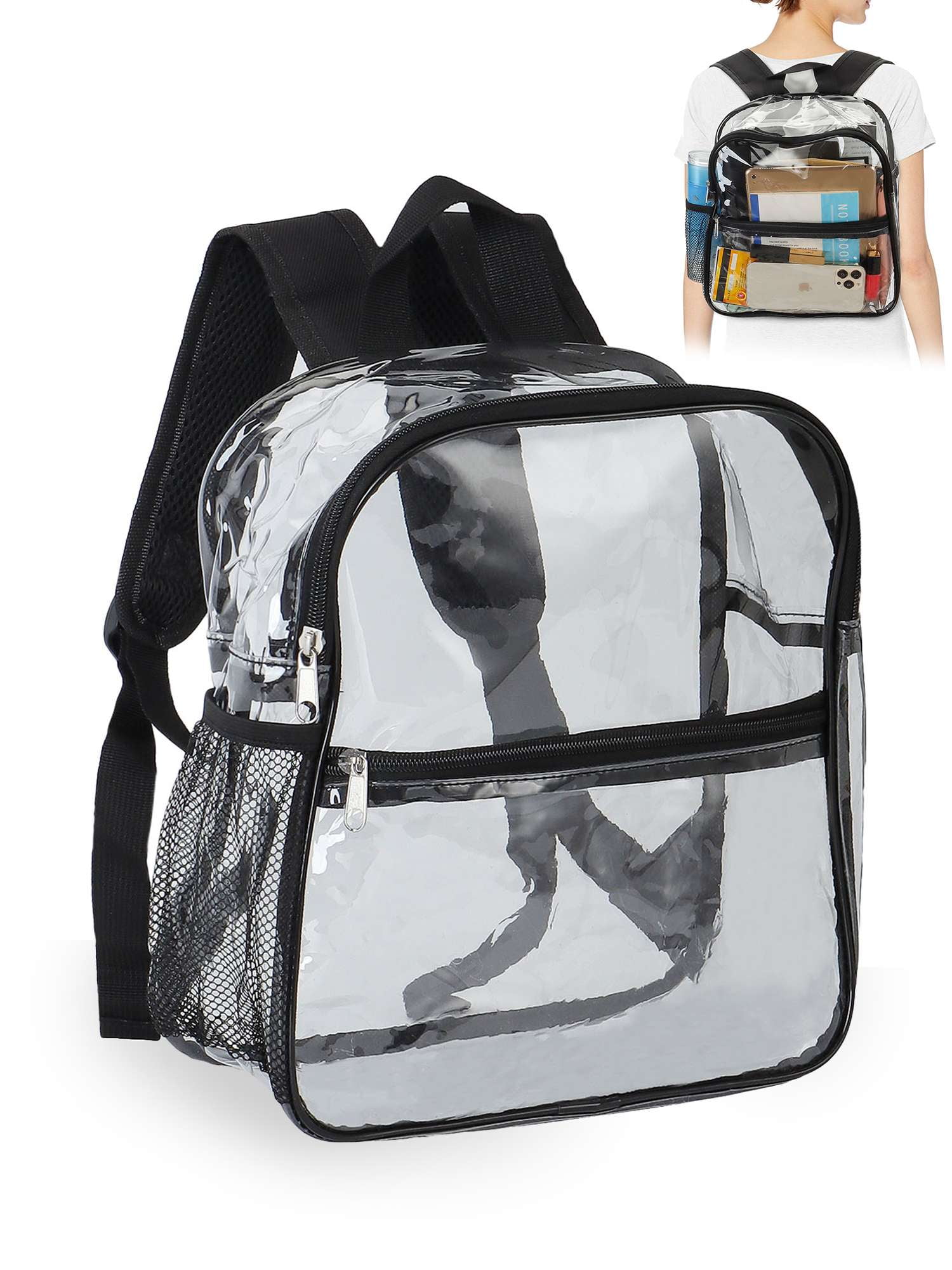 Gustave Clear Mini Backpack Stadium Approved Shoulder Bag PVC Transparent Small Backpacks Purse for Women Men Concert Festival Sport Events Work