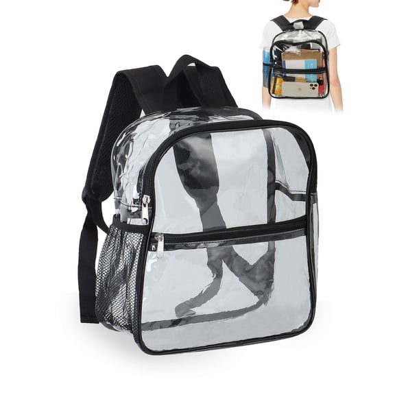 Gustave Clear Mini Backpack Stadium Approved Shoulder Bag PVC Transparent Small Backpacks Purse for Women Men Concert Festival Sport Events Work Travel