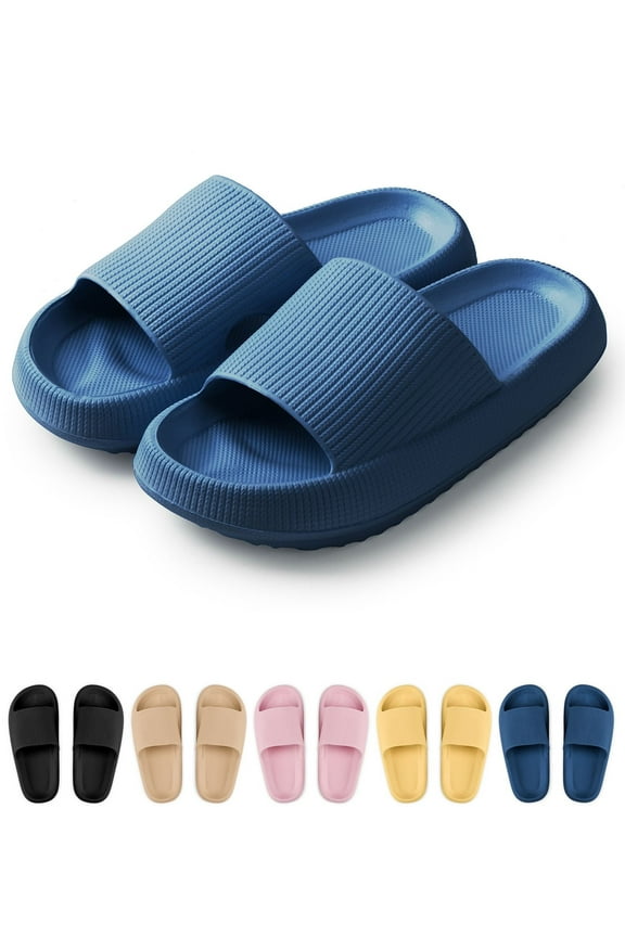 Clouds Anti-Slip Slippers for Women and Men, Shower Bathroom Slides Sandals House Slippers Comfort Thick Sole Slides, Women 11-12 / Men 9-10