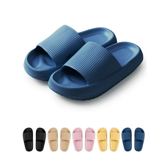 Gustave Clouds Anti-Slip Slippers for Women and Men, Shower Bathroom Slides Sandals House Slippers Comfort Thick Sole Slides, Women 5-6 / Men 4-4.5