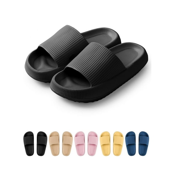 Gustave Clouds Anti-Slip Slippers for Women and Men, Shower Bathroom Slides Sandals House Slippers Comfort Thick Sole Slides, Women 9-10 / Men 7-8