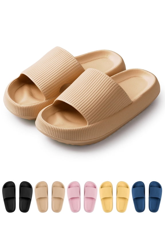 Clouds Anti-Slip Slippers for Women and Men, Shower Bathroom Slides Sandals House Slippers Comfort Thick Sole Slides, Women 9-10 / Men 7-8