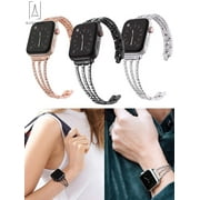 Gustave Compatible for Apple Watch Bands Bracelet Women Steel Stainless Replacement Wristbands with Rhinestone Diamond for iWatch SE Series 8/7/6/5/4/3/2/1 Rose Gold,38mm / 40mm