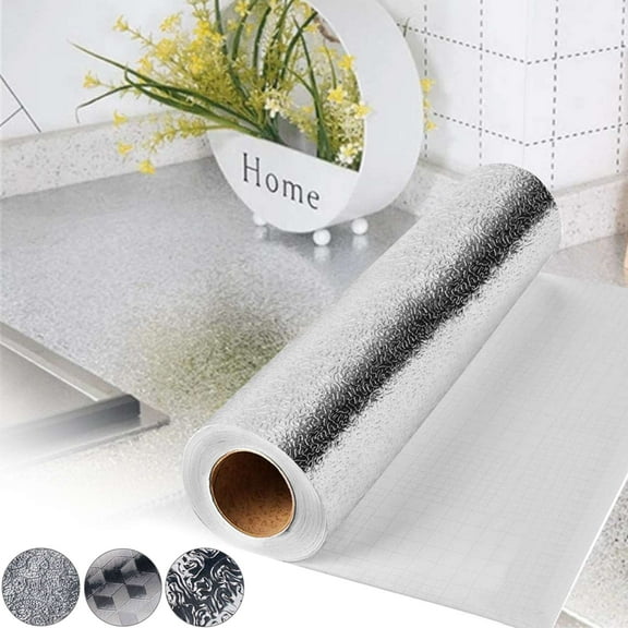 Gustave Contact Paper Peel and Stick for Countertops Oil Proof Self Adhesive Kitchen Backsplash Silver Wallpaper Waterproof Removable Sticker Home Decoration
