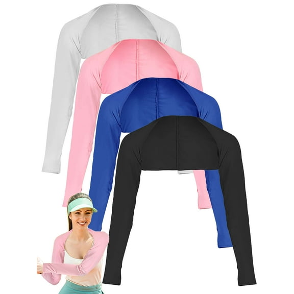Gustave Cooling Shawl Arm Sleeves with Finger Holes for Women Anti-UV Sun Protection Cooler Shrug Comfortable Arm Covers for Outdoor Sports Golf Cycling "Pink"