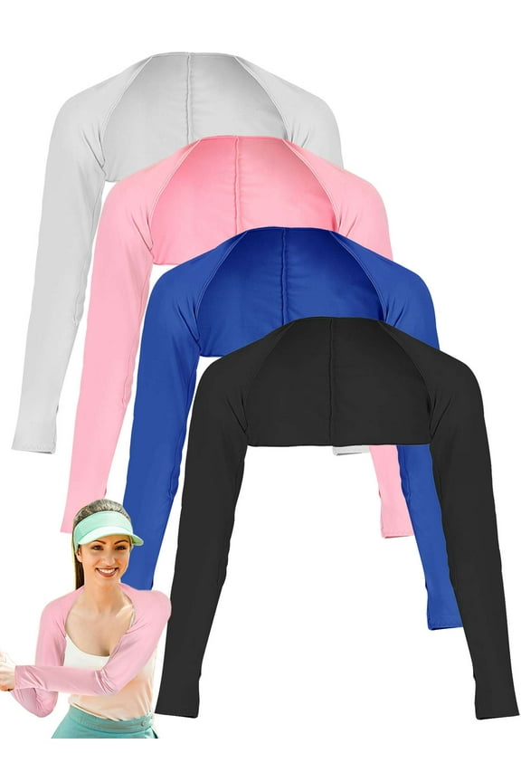 Cooling Shawl Arm Sleeves with Finger Holes for Women Anti-UV Sun Protection Cooler Shrug Comfortable Arm Covers for Outdoor Sports Golf Cycling "Pink"