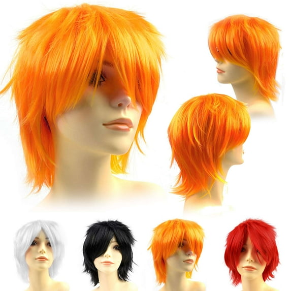 Gustave Costume Wigs for Women Men, Fashion Anime Cosplay Short Wigs Fluffy Synthetic Hair for Adults Halloween Party Cosplay Wigs wtih Oblique Bangs "Orange"