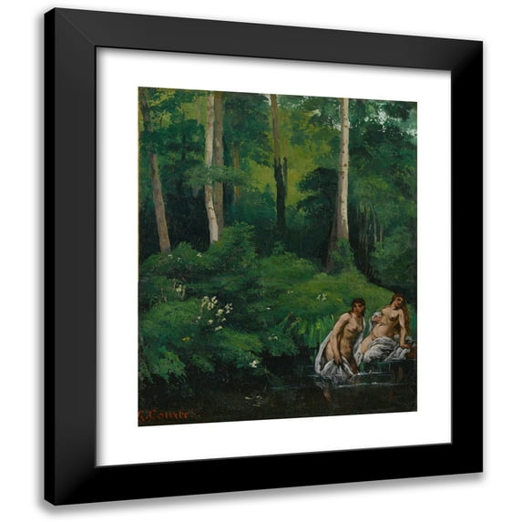 Gustave Courbet 12x14 Black Modern Framed Museum Art Print Titled - Batager in the Forest
