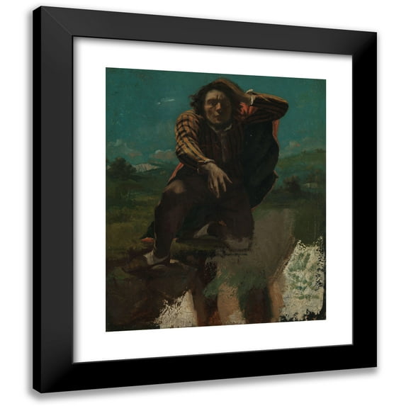 Gustave Courbet 12x14 Black Modern Framed Museum Art Print Titled - Self-Portrait (1844)