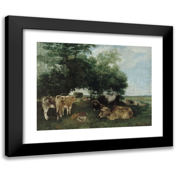 Gustave Courbet 14x12 Black Modern Framed Museum Art Print Titled - Nap During the Hay Season (1867-1868)