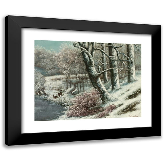 Gustave Courbet 14x12 Black Modern Framed Museum Art Print Titled - The Forest in Winter