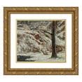 thumbnail image 1 of Gustave Courbet 14x12 Gold Ornate Wood Frame and Double Matted Museum Art Print Titled - Fawn in the Snow in the Woods (1865-1877), 1 of 4