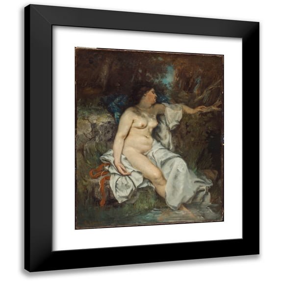 Gustave Courbet 15x18 Black Modern Framed Museum Art Print Titled - Bather Sleeping by a Brook (1845)