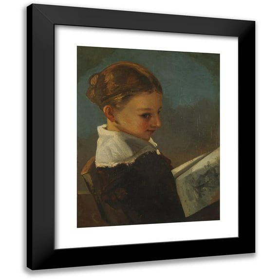 Gustave Courbet 15x18 Black Modern Framed Museum Art Print Titled - Julieta Coubet at the Age of Ten (circa 1841)