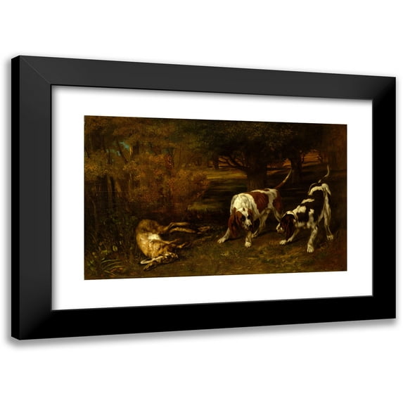 Gustave Courbet 18x13 Black Modern Framed Museum Art Print Titled - Hunting Dogs with Dead Hare (1857)