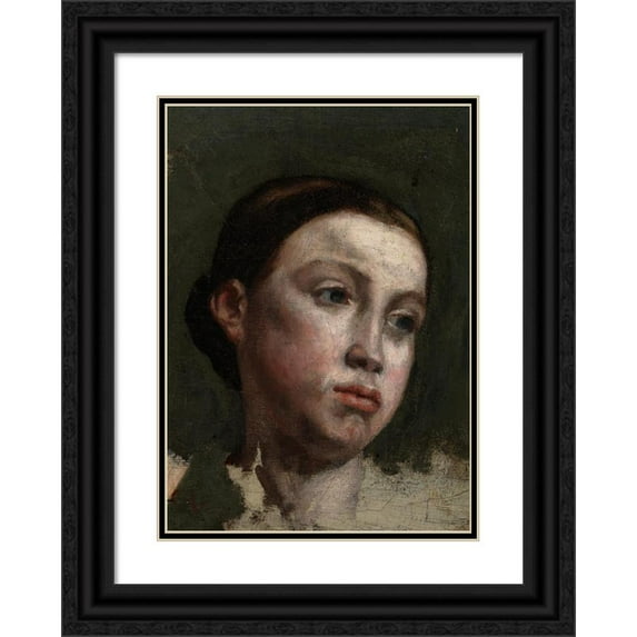 Gustave Courbet 18x24 Black Ornate Framed Double Matted Museum Art Print Titled: Portrait of a Young Woman (ca. 1845)