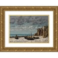 thumbnail image 1 of Gustave Courbet 24x18 Gold Ornate Framed and Double Matted Museum Art Print Titled - Boats on a Beach, Etretat (C. 1872-1875), 1 of 4