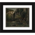 thumbnail image 1 of Gustave Courbet 24x20 Black Ornate Framed Double Matted Museum Art Print Titled: River and Rocks (1873-77), 1 of 5
