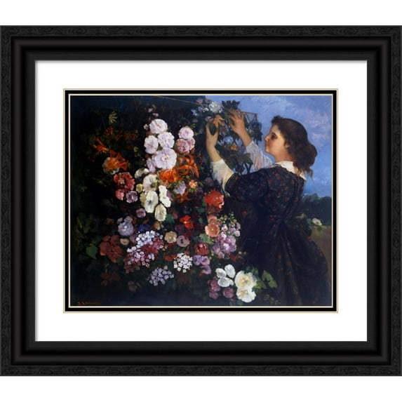 Gustave Courbet 24x20 Black Ornate Framed Double Matted Museum Art Print Titled: Trellis