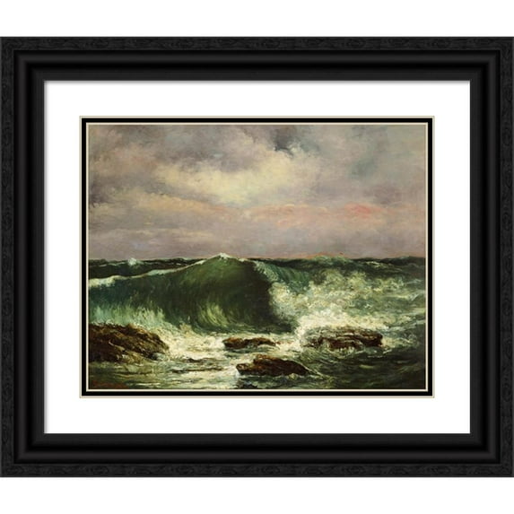 Gustave Courbet 24x20 Black Ornate Framed Double Matted Museum Art Print Titled: Waves