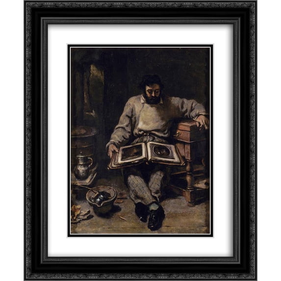 Gustave Courbet 2x Matted 20x24 Black Ornate Framed Art Print 'Marc Trapadoux is Examining the Book of Prints'