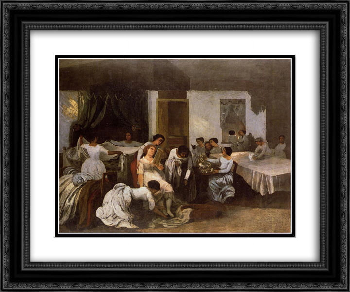 Gustave Courbet 2x Matted 24x20 Black Ornate Framed Art Print 'Dressing