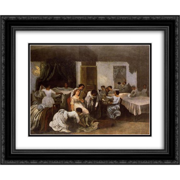 Gustave Courbet 2x Matted 24x20 Black Ornate Framed Art Print 'Dressing the Dead Girl (Dressing the Bride)'