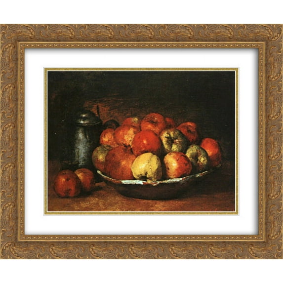 Gustave Courbet 2x Matted 24x20 Gold Ornate Framed Art Print 'Still Life with Apples and Pomegranates'