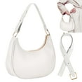 thumbnail image 1 of Gustave Crescent Shoulder Bag for Women Trendy Tote Crossbody Handbag PU Leather Moon Underarm Bag Top Handle Satchel Clutch Purses with 2 Adjustable Strap - White, 1 of 9