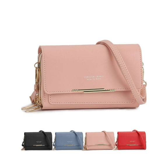Gustave Crossbody Bag for Women PU Leather Shoulder Bags Cell Phone Purse Stylish Flap Clutch Handbag Wallets with Multi Pockets, Credit Card Slots "Pink"