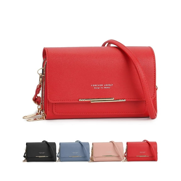 Gustave Crossbody Bag for Women PU Leather Shoulder Bags Cell Phone Purse Stylish Flap Clutch Handbag Wallets with Multi Pockets, Credit Card Slots "Red"
