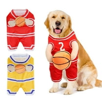 Gustave Dog Basketball Costume Funny Pet Halloween Costumes Dress Up Sports Outfit Basketball Player Cosplay Clothes with Ball for Small Medium Dogs Cats - Red, S