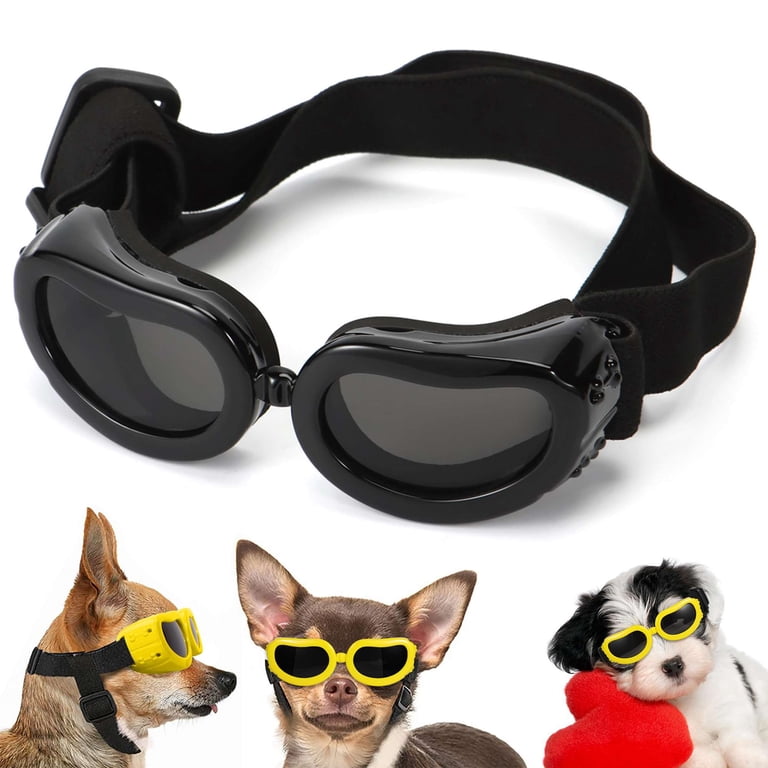 Wind & Waterproof Dog Goggles - UV Protection, Adjustable Straps, Sizes M To XXL, Black