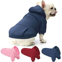 Gustave Dog Hoodie Sweatshirt Winter Warm Fleece Lined Dog Hooded Sweater Pullover Cold Weather Coats Clothes for for Small Medium Large Dogs Puppy Cats - Navy Blue, S