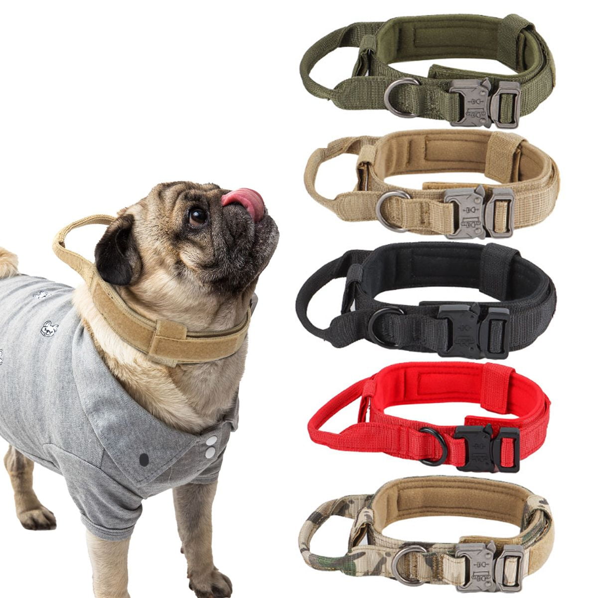 Gustave Dog Training Collar for Medium Large Dogs Adjustable Nylon Pet Collars with Release Metal Buckle Handle Black M Walmart