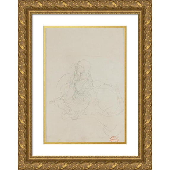 Gustave Doré 11x14 Gold Ornate Wood Frame and Double Matted Museum Art Print Titled - No. 1. the Monkey and the Cat
