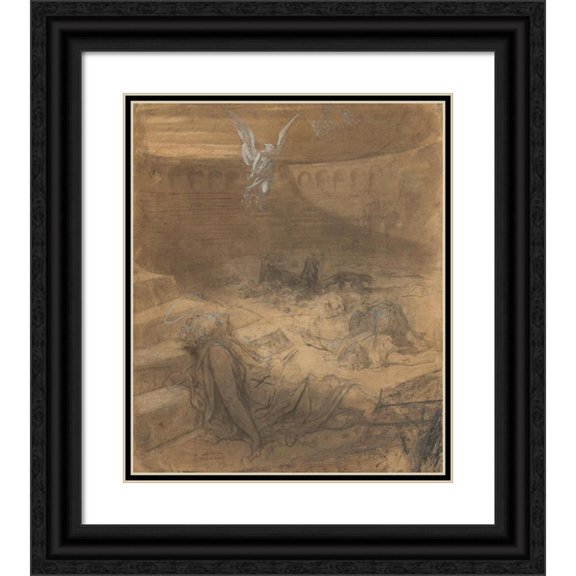 Gustave Doré 12x14 Black Ornate Wood Framed Double Matted Museum Art Print Titled: Christian Martyrs (1869-1871)