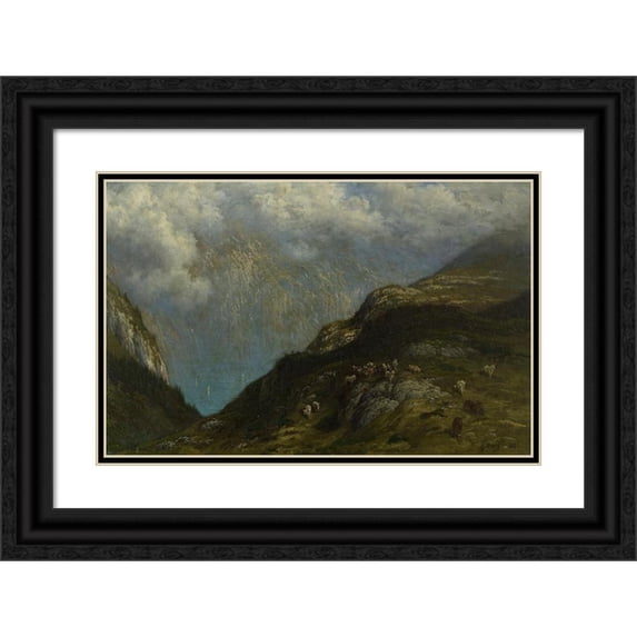 Gustave Doré 14x11 Black Ornate Wood Framed Double Matted Museum Art Print Titled: Mountain Landscape (1881)